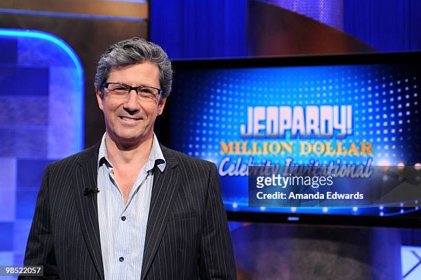 Actor Charles Shaughnessy poses on the set of the "Jeopardy!" Million Dollar Celebrity Invitational Tournament Show Taping on April 17, 2010 in...