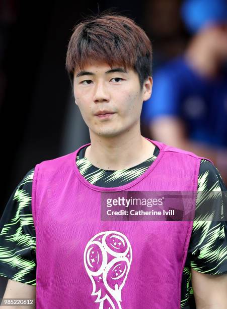 Sungyueng Ki of Korea Republic walks out prior to the 2018 FIFA World Cup Russia group F match between Korea Republic and Germany at Kazan Arena on...