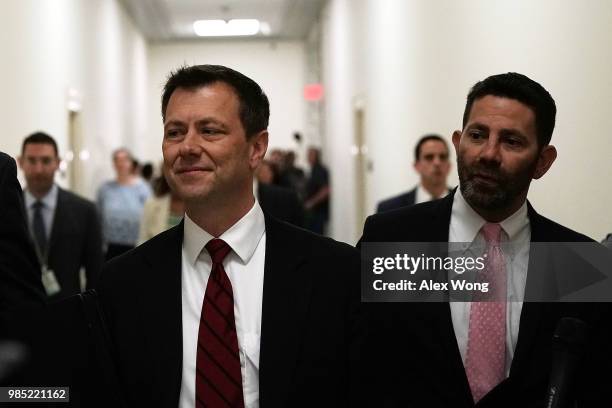 Agent Peter Strzok arrives at a closed door interview before the House Judiciary Committee June 27, 2018 on Capitol Hill in Washington, DC. Strzok, a...