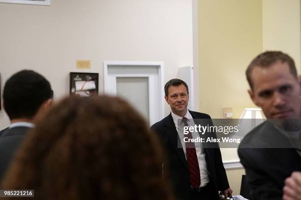 Agent Peter Strzok arrives at a closed door interview before the House Judiciary Committee June 27, 2018 on Capitol Hill in Washington, DC. Strzok, a...