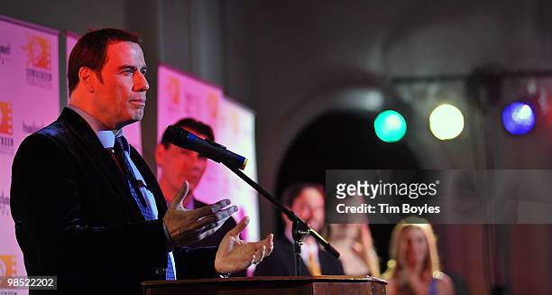 John Travolta attends the Sunscreen Film Festival awards ceremony at the Mirror Lake Lyceum on April 17, 2010 in St Petersburg, Florida.