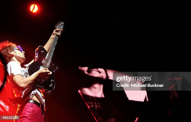 Musician Matthew Bellamy of Muse performs during day 2 of the Coachella Valley Music & Art Festival 2010 held at The Empire Polo Club on April 17,...