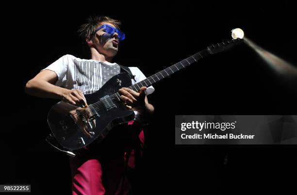 Musician Matthew Bellamy of Muse performs during day 2 of the Coachella Valley Music & Art Festival 2010 held at The Empire Polo Club on April 17,...