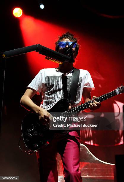 Musician Matthew Bellamy of Muse performs during day 2 of the Coachella Valley Music & Art Festival 2010 held at The Empire Polo Club on April 17,...