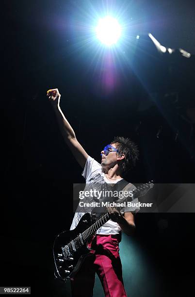 Musician Matthew Bellamy of Muse performs during day 2 of the Coachella Valley Music & Art Festival 2010 held at The Empire Polo Club on April 17,...