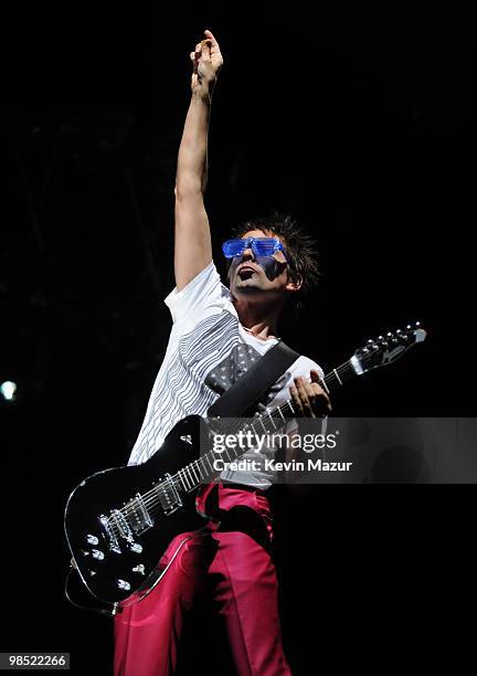 Matthew Bellamy of Muse performs during Day 2 of the Coachella Valley Music & Art Festival 2010 held at the Empire Polo Club on April 17, 2010 in...