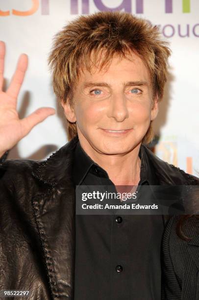 Recording artist Barry Manilow arrives at the Premier U.S.A. Arts High 25th Anniversary Celebration at the Ahmanson Theatre on April 17, 2010 in Los...