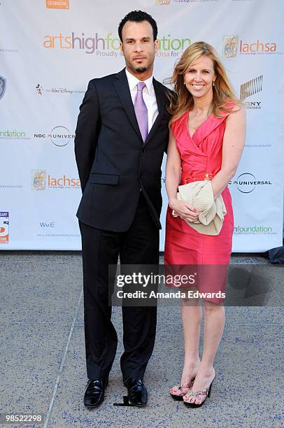 Los Angeles County High School for the Arts' principal George Simpson and Cara Livermore arrive at the Premier U.S.A. Arts High 25th Anniversary...