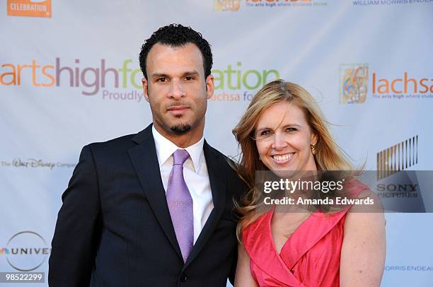 Los Angeles County High School for the Arts' principal George Simpson and Cara Livermore arrive at the Premier U.S.A. Arts High 25th Anniversary...