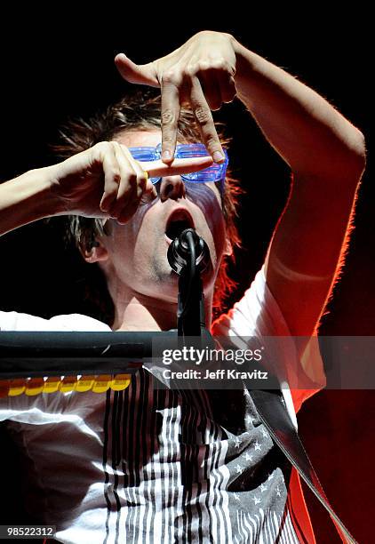 Musician Matthew Bellamy of Muse performs during Day 2 of the Coachella Valley Music & Art Festival 2010 held at the Empire Polo Club on April 17,...