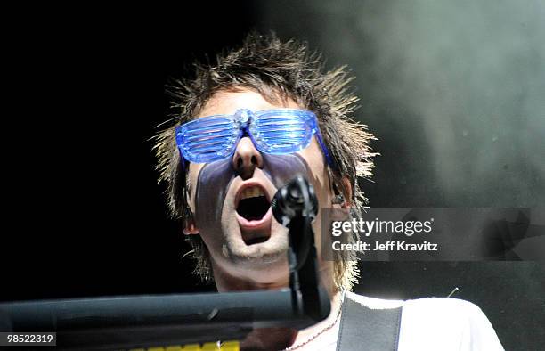 Musician Matthew Bellamy of Muse performs during Day 2 of the Coachella Valley Music & Art Festival 2010 held at the Empire Polo Club on April 17,...