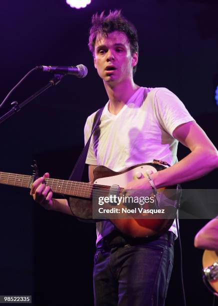 Musician Dave Longstreth from the band Dirty Projectors performs during day two of the Coachella Valley Music & Arts Festival 2010 held at the Empire...