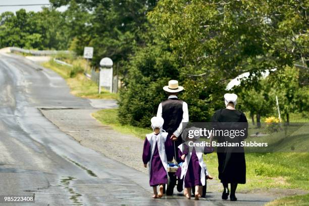 daily life in rural usa, lancaster county, pa - group of mennonites stock pictures, royalty-free photos & images