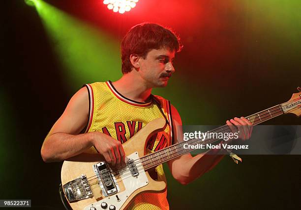 Musician Nat Baldwin from the band Dirty Projectors performs during day two of the Coachella Valley Music & Arts Festival 2010 held at the Empire...