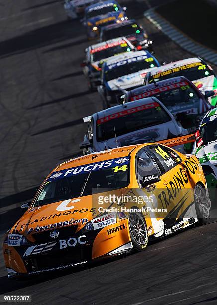 Jason Bright drives for Trading Post Racing during race eight of the Hamilton 400, which is round four of the V8 Supercar Championship Series, at the...