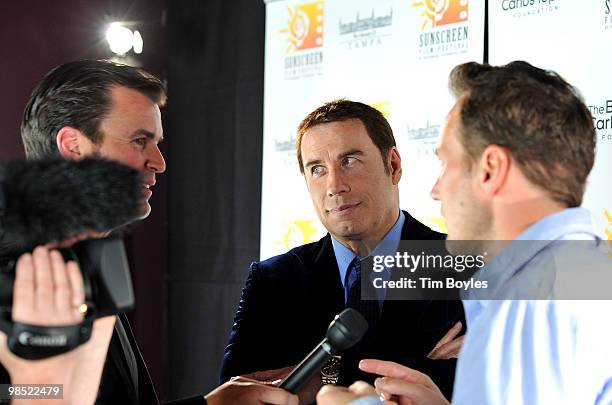 John Travolta attends the Sunscreen Film Festival awards ceremony at the Mirror Lake Lyceum on April 17, 2010 in St Petersburg, Florida.