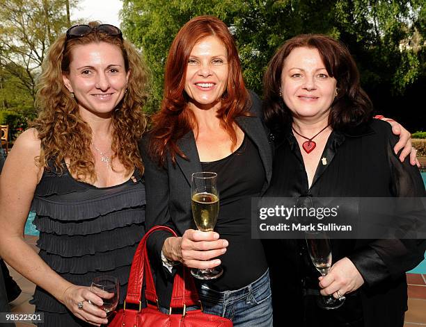 Nadja Schwenk, actress Lolita Davidovich and Elle Berdy attend a reception hosted by The Prince Albert II of Monaco Foundation following the...