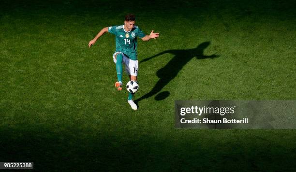 Leon Goretzka of Germany controls the ball during the 2018 FIFA World Cup Russia group F match between Korea Republic and Germany at Kazan Arena on...