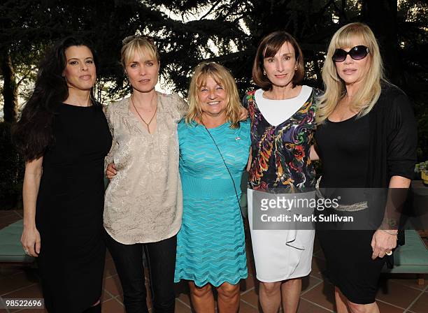 Producer Keri Selig, actress Radha Mitchell, Irmelin DiCaprio, Consul General of Monaco Maguy Maccario-Doyle and Daphna Ziman attend a reception...
