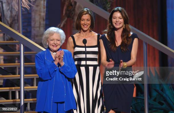 Betty White, Wendie Malick and Jane Leeves on stage at the 8th Annual TV Land Awards at Sony Studios on April 17, 2010 in Los Angeles, California.
