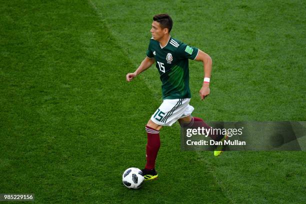 Hector Moreno of Mexico in action during the 2018 FIFA World Cup Russia group F match between Mexico and Sweden at Ekaterinburg Arena on June 27,...