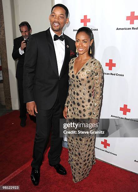 Will Smith and Jada Pinkett Smith attends The American Red Cross Red Tie Affair Fundraiser Gala at Fairmont Miramar Hotel on April 17, 2010 in Santa...