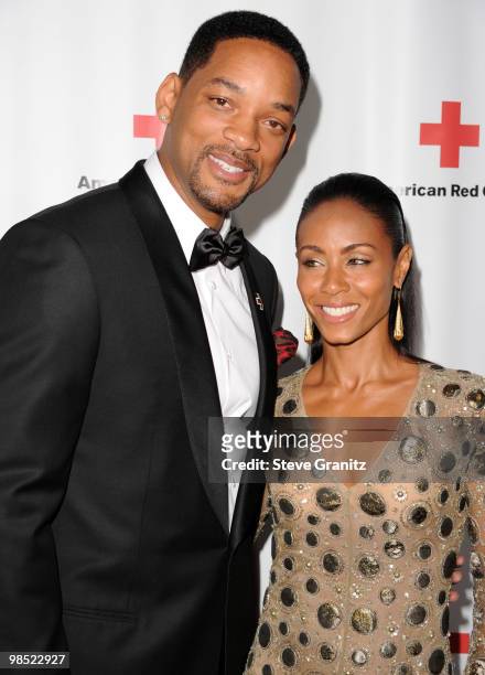 Will Smith and Jada Pinkett Smith attends The American Red Cross Red Tie Affair Fundraiser Gala at Fairmont Miramar Hotel on April 17, 2010 in Santa...