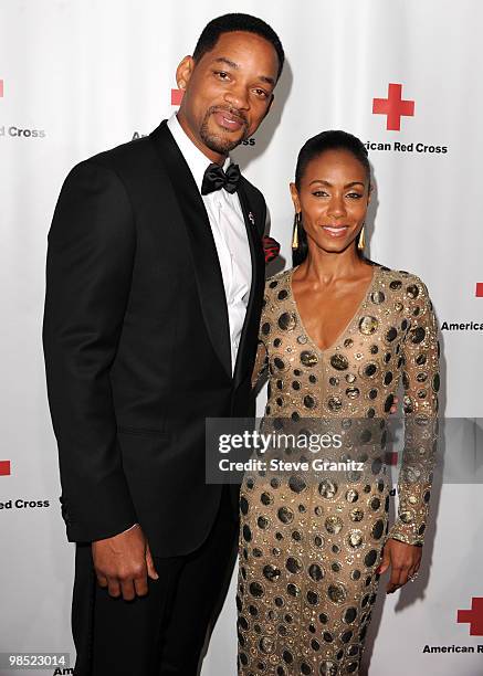 Will Smith and Jada Pinkett Smith attends The American Red Cross Red Tie Affair Fundraiser Gala at Fairmont Miramar Hotel on April 17, 2010 in Santa...