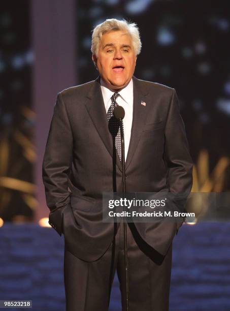 Jay Leno speaks during the Eighth annual TV Land Awards on April 17, 2010 in Culver City, California.