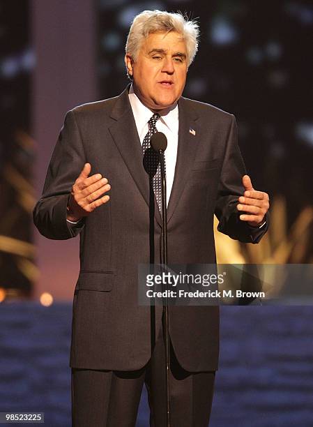 Jay Leno speaks during the Eighth annual TV Land Awards on April 17, 2010 in Culver City, California.
