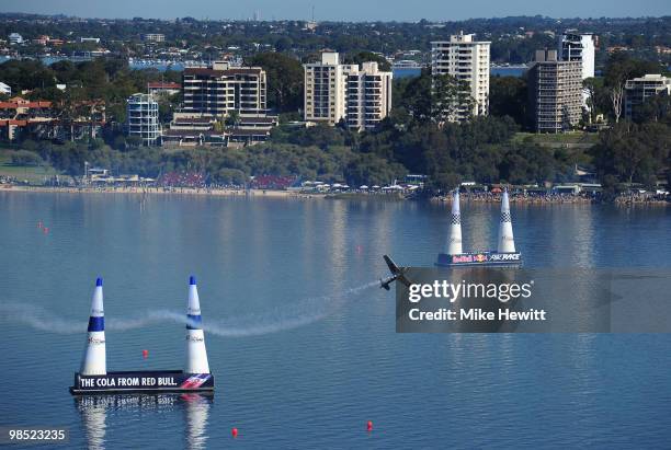 Hannes Arch of Austria in action during the Red Bull Air Race Day on April 18, 2010 in Perth, Australia.