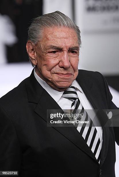 Fashion designer Pedro Loredo walks the runway during Mercedes-Benz Fashion Mexico Autumn Winter 2010 at Campo Marte on April 16, 2010 in Mexico...