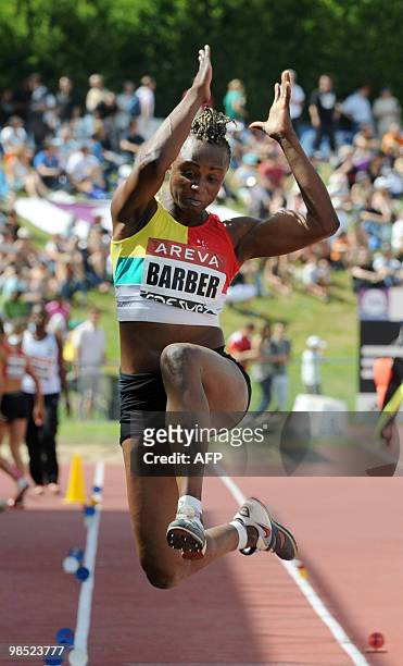 This file picture taken on July 25, 2009 at the Lac de Maine Stadium in Angers, western of France, shows French Eunice Barber competing in women�s...