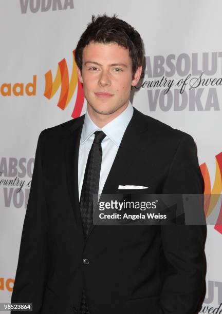 Actor Cory Monteith arrives at the 21st Annual GLAAD Media Awards held at Hyatt Regency Century Plaza on April 17, 2010 in Century City, California.