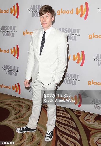 Writer/director Dustin Lance Black arrives at the 21st Annual GLAAD Media Awards held at Hyatt Regency Century Plaza on April 17, 2010 in Century...