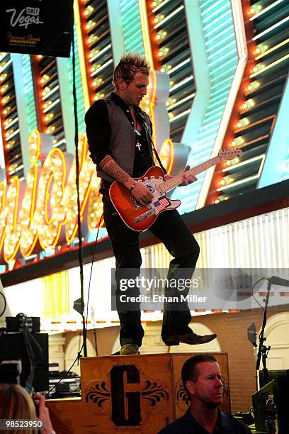 Musician Mike Gossin of the band Gloriana performs onstage at the 45th Annual Academy of Country Music Awards concerts at the Fremont Street...