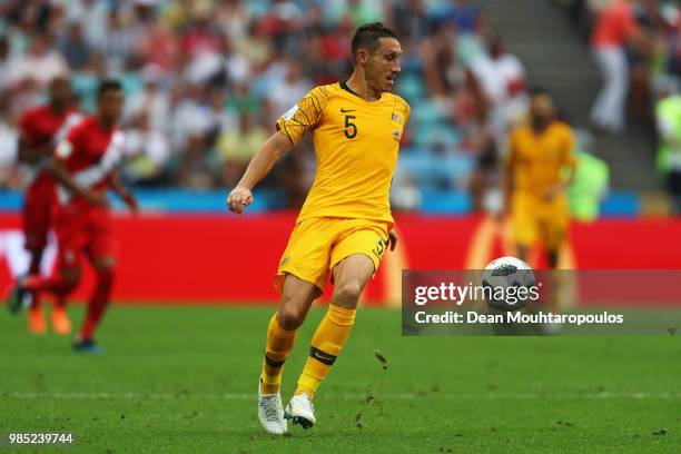 Mark Milligan of Australia in action during the 2018 FIFA World Cup Russia group C match between Australia and Peru at Fisht Stadium on June 26, 2018...