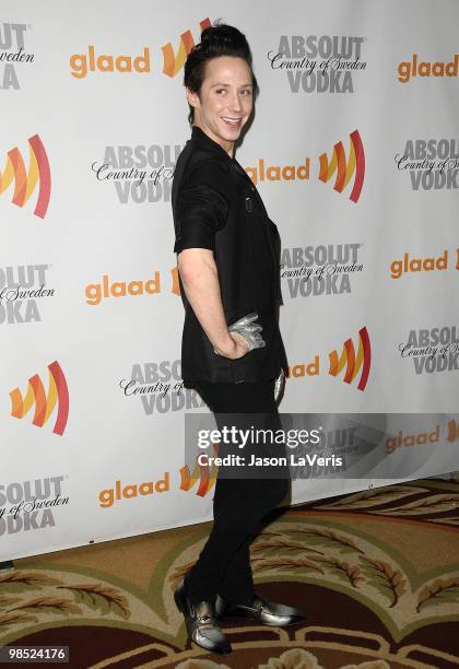 Figure skater Johnny Weir attends the 21st annual GLAAD Media Awards at Hyatt Regency Century Plaza on April 17, 2010 in Century City, California.