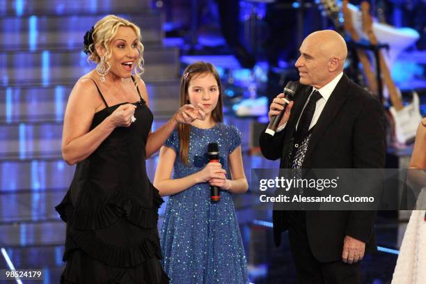 Presenter Antonella Clerici and singer Edoardo Vianello attend "Ti Lascio Una Canzone" Italian Tv Show at the Auditorium of Napoli on April 17, 2010...