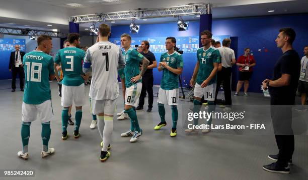 The Germany players get ready in the tunnel for the second half during the 2018 FIFA World Cup Russia group F match between Korea Republic and...
