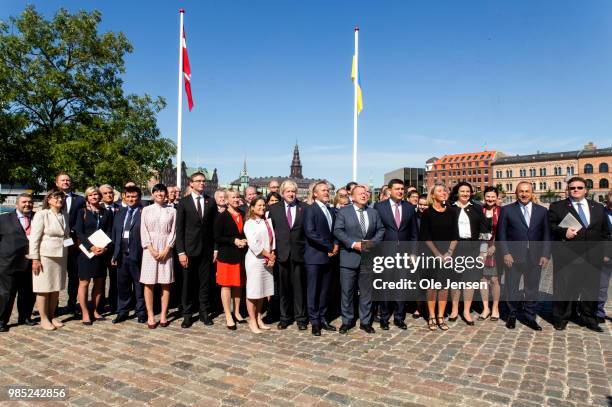 Foreign Ministers and other participants pose during the Ukraine Reform Conference on June 27, 2018 in Copenhagen, Denmark. The conference in...