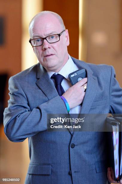 Kevin Stewart, Minister for Local Government, Housing and Planning, on the way to a busy afternoon taking Portfolio Questions in the Scottish...