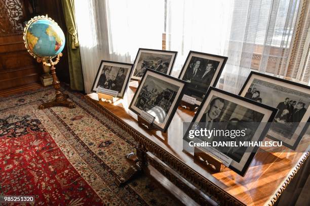 Pictures of late dictator Nicolae Ceausescu at its former residence, Palatul Primaverii in Bucharest on January 26, 2018. - The palace was open to...