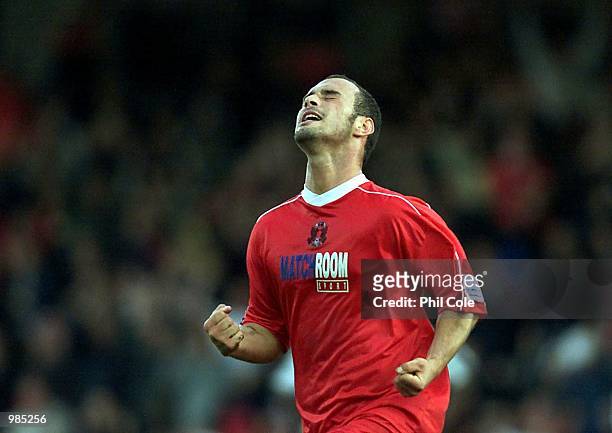 Steve Watts of Leyton Orient celebrates scoring the first goal during the Nationwide Division Three Play Off Semi Final Second Leg between Leyton...