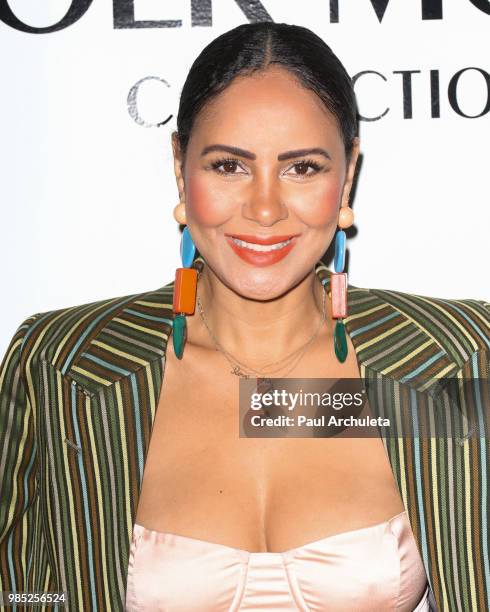 Actress Taye Hansberry attends the Wolk Morais collection 7 fashion show at The Jeremy Hotel on June 26, 2018 in West Hollywood, California.