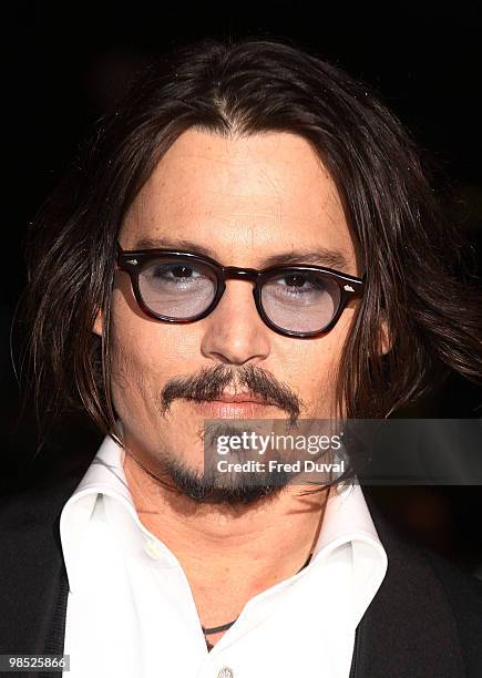 Johnny Depp attends the Royal World Premiere of Tim Burton's 'Alice In Wonderland' at Odeon Leicester Square on February 25, 2010 in London, England.