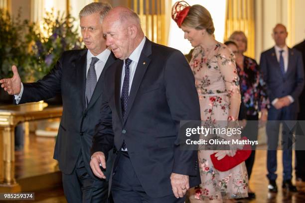 Queen Mathilde of Belgium, Sir Peter Cosgrove, Governor General of the Commonwealth of Australia, King Philip of Belgium and H.E. Lady Cosgrove...