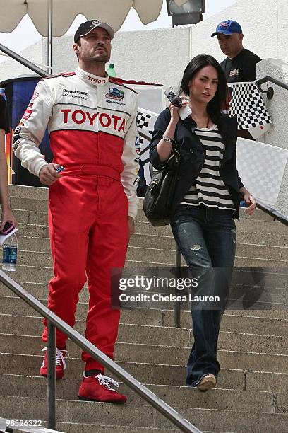 Actors Brian Austin Green and Megan Fox attend the Toyota Grand Prix Pro / Celebrity Race Day on April 17, 2010 in Long Beach, California.