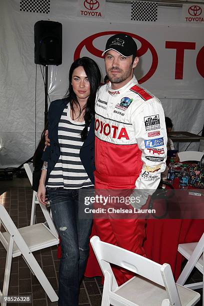 Actors Brian Austin Green and Megan Fox attend the Toyota Grand Prix Pro / Celebrity Race Day on April 17, 2010 in Long Beach, California.