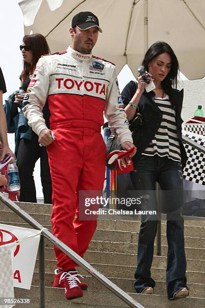 Actors Brian Austin Green and Megan Fox attend the Toyota Grand Prix Pro / Celebrity Race Day on April 17, 2010 in Long Beach, California.